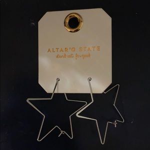 Silver Star shaped hoop earrings